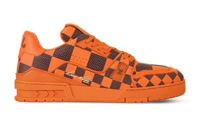 Pre-owned Louis Vuitton Lv Trainer Sneaker Damier Pop Orange