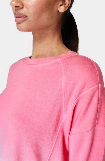 Shop Sweaty Betty After Class Cotton Blend Crop Sweatshirt In Hot Pink Ombre
