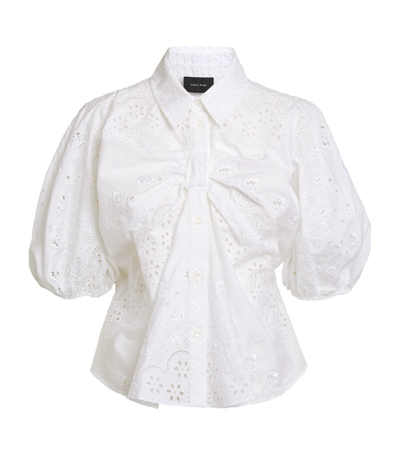 Shop Simone Rocha Gathered-bow Blouse In White