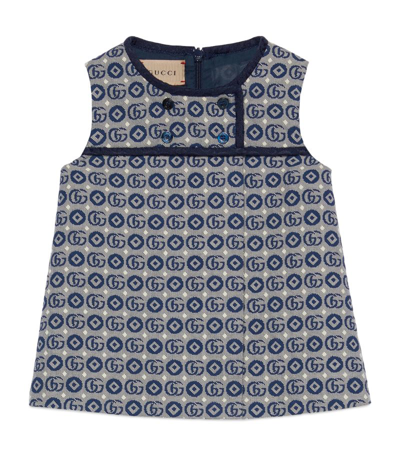Shop Gucci Kids Cotton Double G Dress (0-36 Months) In Blue