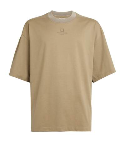 Shop Wooyoungmi Embroidered Square Logo T-shirt In Beige