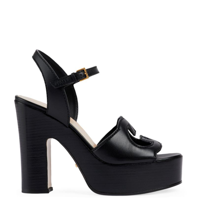 Shop Gucci Interlocking G Platform Sandals 120 In Black