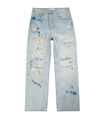 Shop Domrebel Painted Straight-leg Jeans In Blue