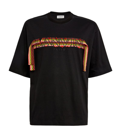 Shop Lanvin Embroidered Curb Logo T-shirt In Black
