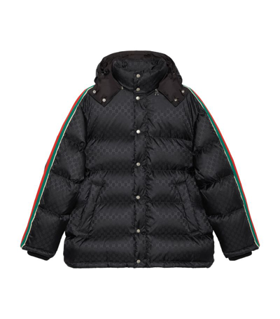 Shop Gucci Gg-jacquard Puffer Jacket In Black