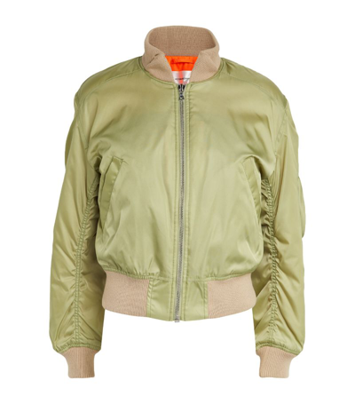 Shop Victoria Beckham Cropped Bomber Jacket In Green