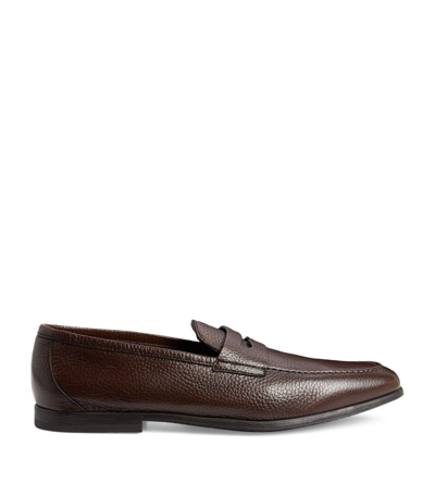 Shop Canali Leather Loafers In Brown
