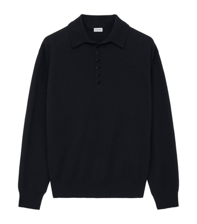 Shop Loewe Cashmere Polo Sweater In Black