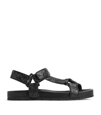 Shop Bottega Veneta Trip Flat Sandals In Black