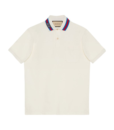 Shop Gucci Cotton Piqué Polo Shirt In White