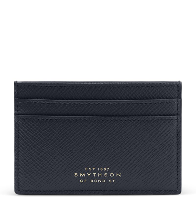 Shop Smythson Panama Leather Card Holder In Blue