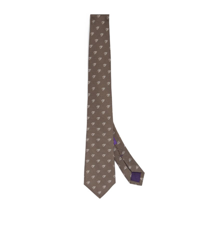Shop Ralph Lauren Purple Label Cashmere-silk Art Deco Tie In Brown