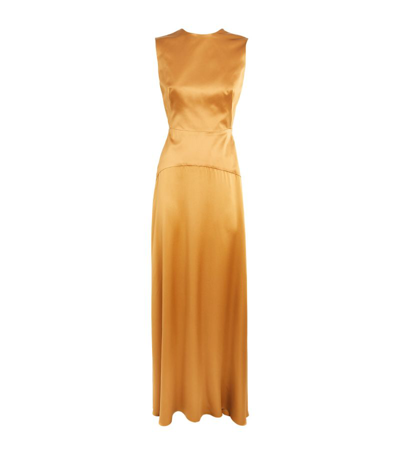 Shop E.stott E. Stott Silk Corin Maxi Dress In Gold
