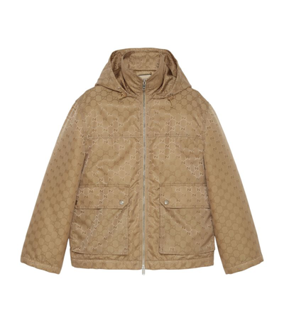 Shop Gucci Nylon Canvas Gg Jacket In Brown