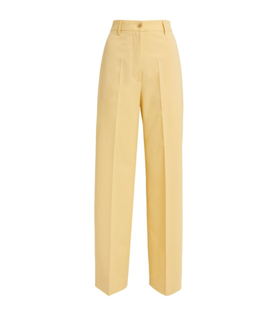 Shop Fabiana Filippi Pleated Wide-leg Trousers In Yellow