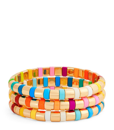 Shop Roxanne Assoulin Set Of 3 Not Just Another Rainbow Brite Bracelets In Multi