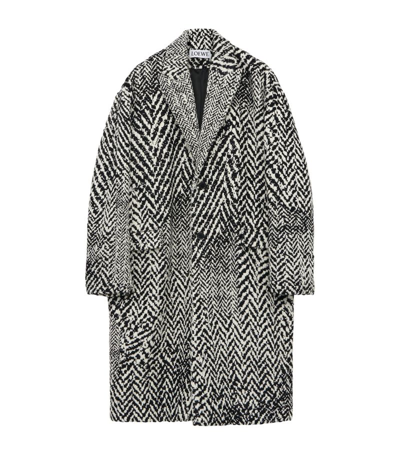 Shop Loewe Wool-blend Oversized Coat In Black