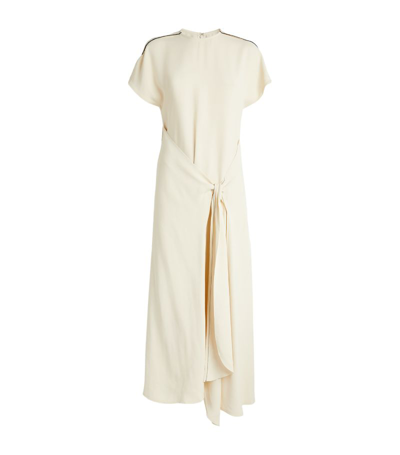 Shop Victoria Beckham Tie-waist Midi Dress In Neutral