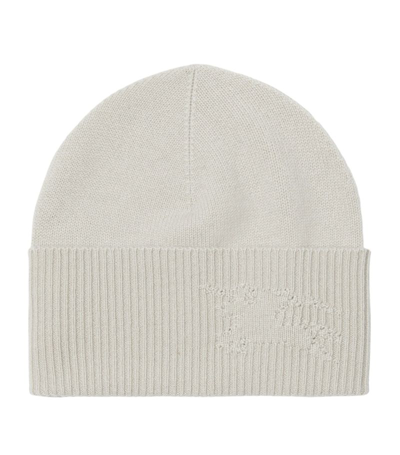 Shop Burberry Cashmere Beanie In Grey
