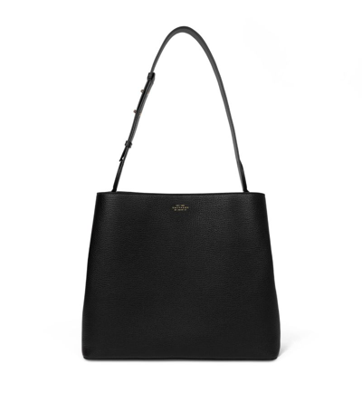Shop Smythson Leather Ludlow Shoulder Bag In Black