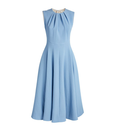Shop Emilia Wickstead Pleated Marlen Dress In Blue