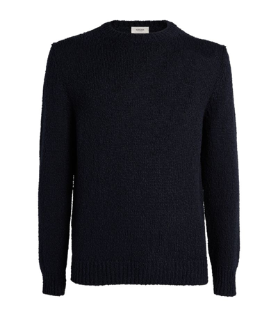 Shop Agnona Cotton-silk Crew-neck Sweater In Blue