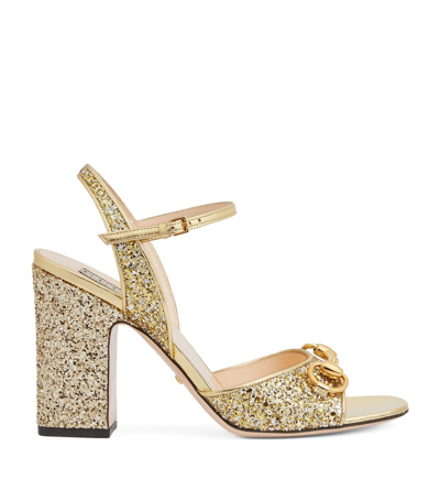 Shop Gucci Horsebit Heeled Sandals In Gold