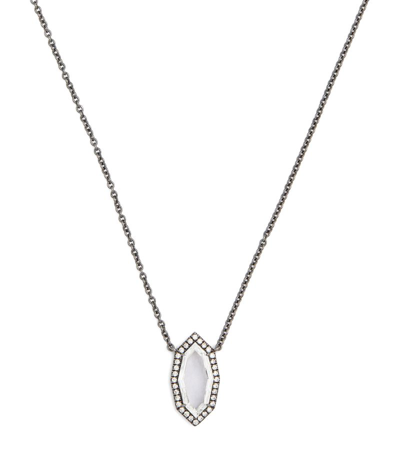 Shop Eva Fehren Black Gold And Diamond Prism Necklace In White