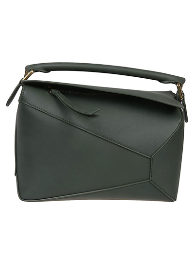 Shop Loewe Puzzle Edge Small Leather Handbag In Green