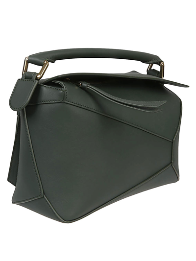 Shop Loewe Puzzle Edge Small Leather Handbag In Green