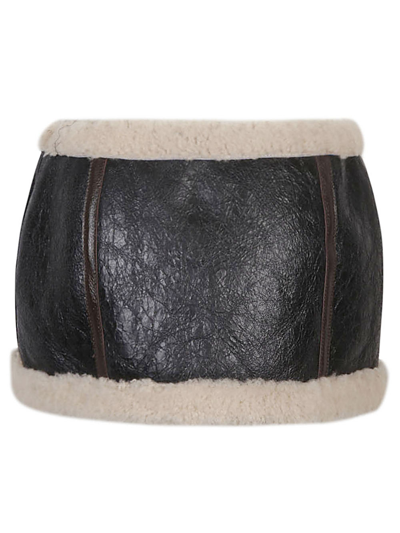 Shop Blumarine Leather Miniskirt In Brown