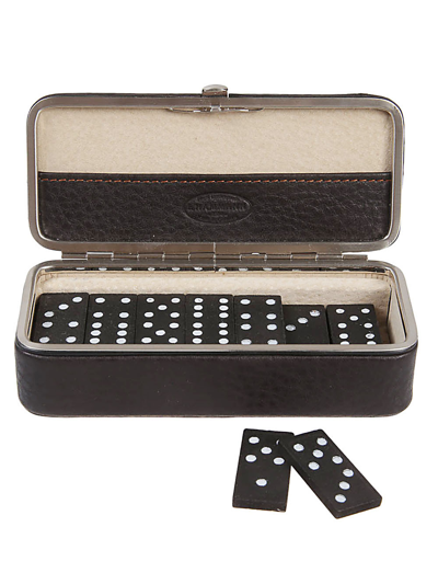 Shop F. Hammann Leather Domino Set In Brown