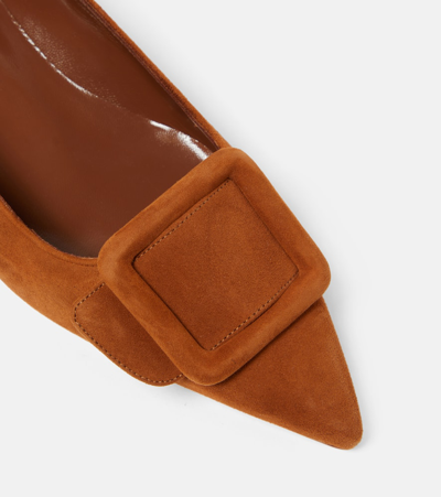 Shop Manolo Blahnik Maysale Suede Ballet Flats In Brown