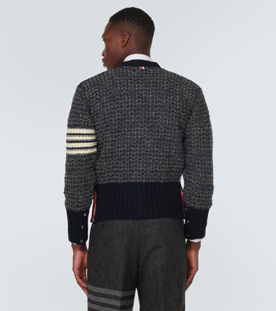 Shop Thom Browne 4-bar Wool And Mohair Cardigan In Blue