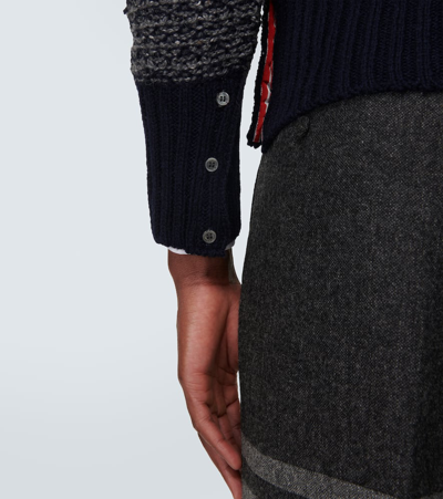 Shop Thom Browne 4-bar Wool And Mohair Cardigan In Blue