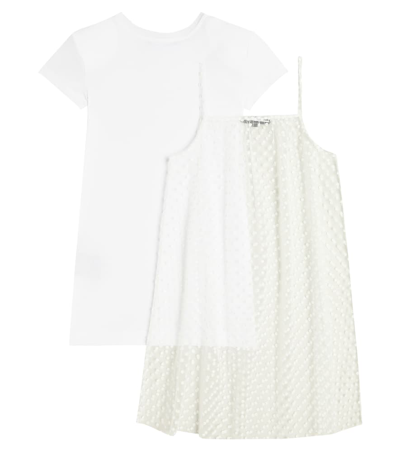 Shop Balmain Polka-dot Cotton Jersey Dress In White