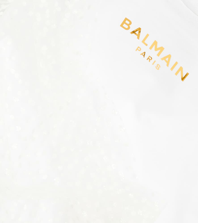 Shop Balmain Polka-dot Cotton Jersey Dress In White