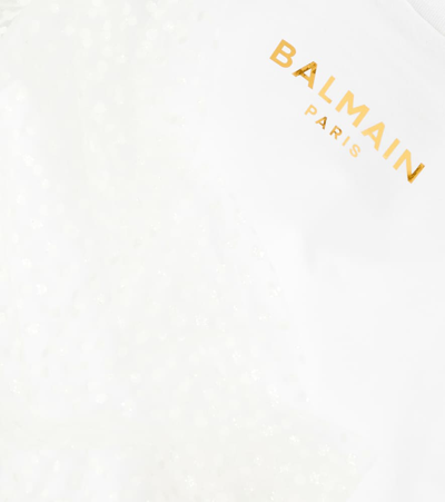 Balmain Polka-dot Cotton Jersey Dress In White
