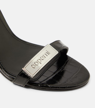 Shop Coperni Croco Skinny Leather Sandals In Black