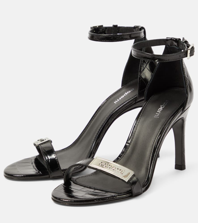 Shop Coperni Croco Skinny Leather Sandals In Black