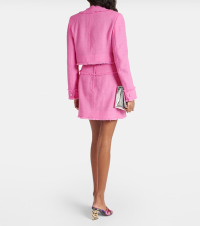 Shop Dolce & Gabbana Raschel Cropped Wool-blend Tweed Jacket In Pink