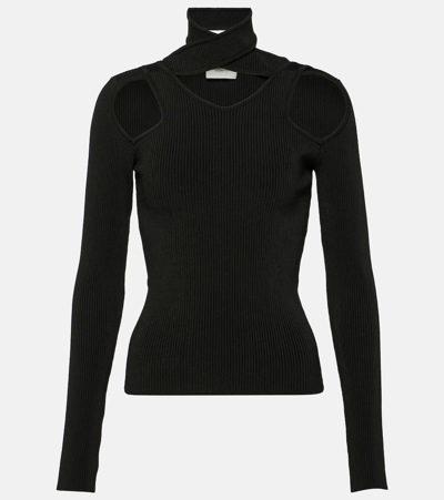 Shop Coperni Ribbed-knit Cutout Top In Black