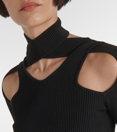 Shop Coperni Ribbed-knit Cutout Top In Black