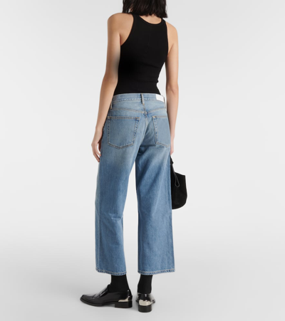 Shop Re/done Loose Mid-rise Cropped Straight Jeans In Blue