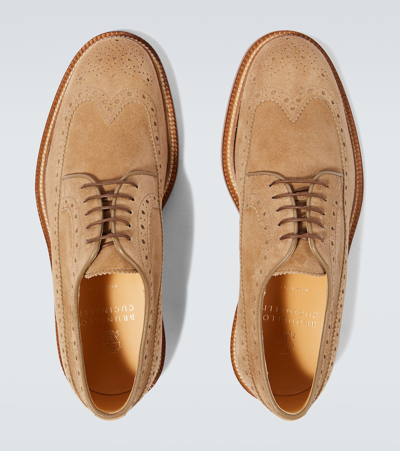 Shop Brunello Cucinelli Suede Longwing Brogues In Brown