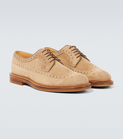 Shop Brunello Cucinelli Suede Longwing Brogues In Brown