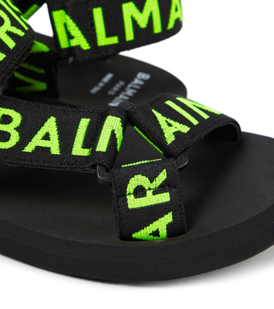 Shop Balmain Logo Sandals In Black