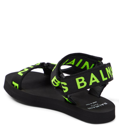 Shop Balmain Logo Sandals In Black