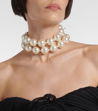 Shop Magda Butrym Faux Pearl Necklace In White