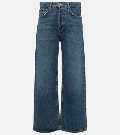 Shop Agolde Ren High-rise Cropped Straight Jeans In Blue